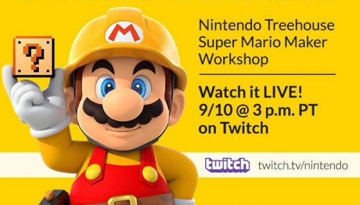 Nintendo Treehouse: Super Mario Maker Workshop on September 10, 3 PM Pacific