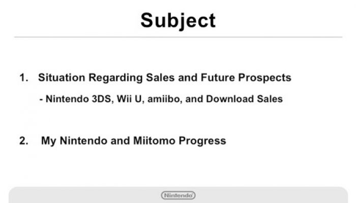 Nintendo Q3 FY3/2016 Financial Results Briefing, Part 1: Introduction