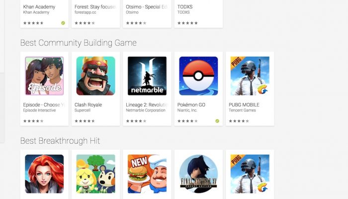 Pokémon Go nominated as Best Community Building Game for the 2018 Google Play Awards