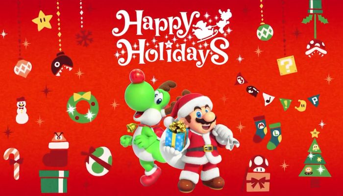 Mario and Yoshi wishing you happy holidays