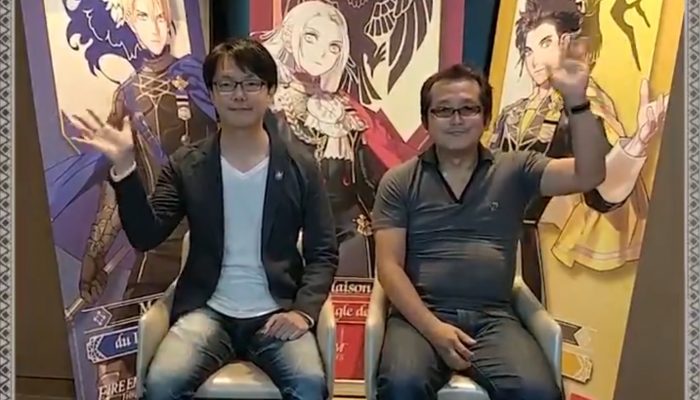 Genki Yokota and Toshiyuki Kusakihara celebrate the launch of Fire Emblem Three Houses