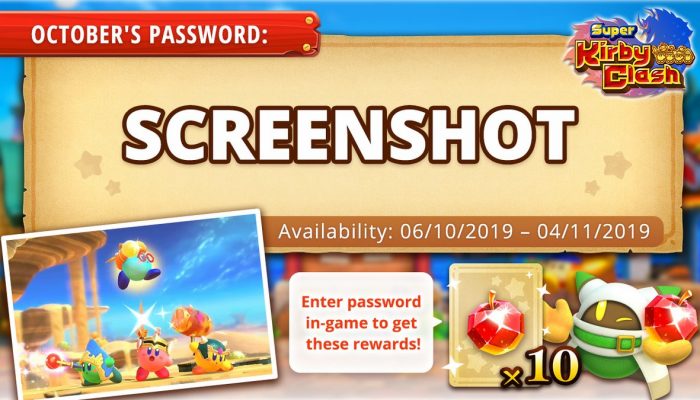 Here is October’s free password gift in Super Kirby Clash