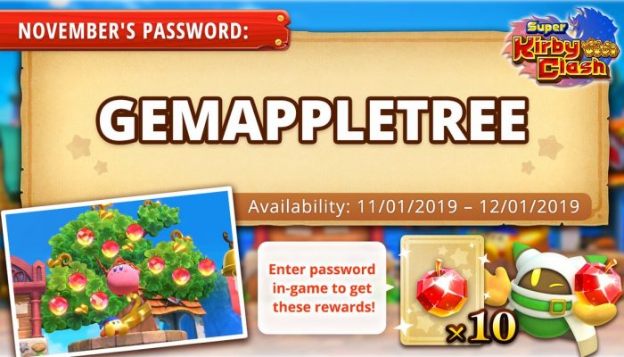 Here is November’s free password gift in Super Kirby Clash