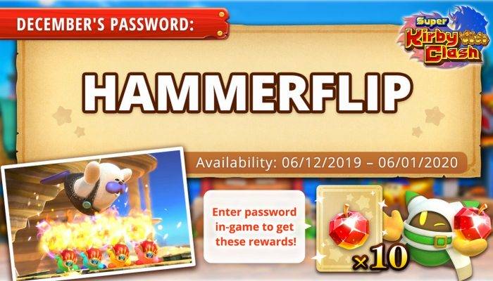 Here is December’s free password gift in Super Kirby Clash