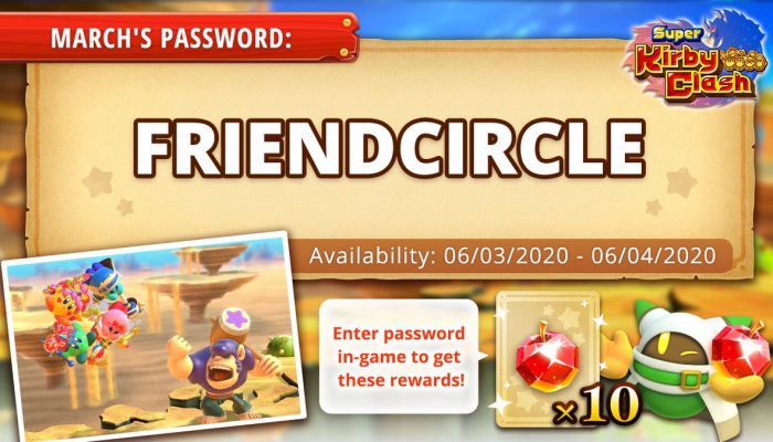 Here is March’s free password gift in Super Kirby Clash