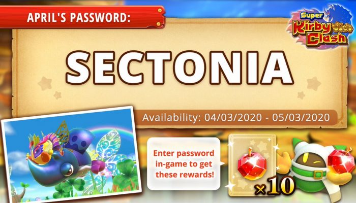 Here is April’s free password gift in Super Kirby Clash