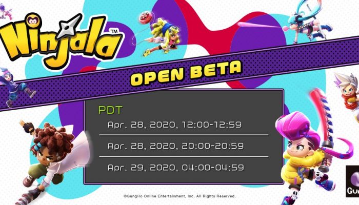 Here are the North American timeframes for this April’s Ninjala Open Beta