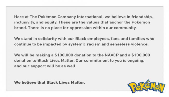 The Pokémon Company issues a statement on the murder of George Floyd