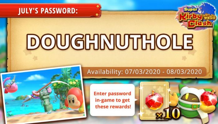 Here is July’s free password gift in Super Kirby Clash
