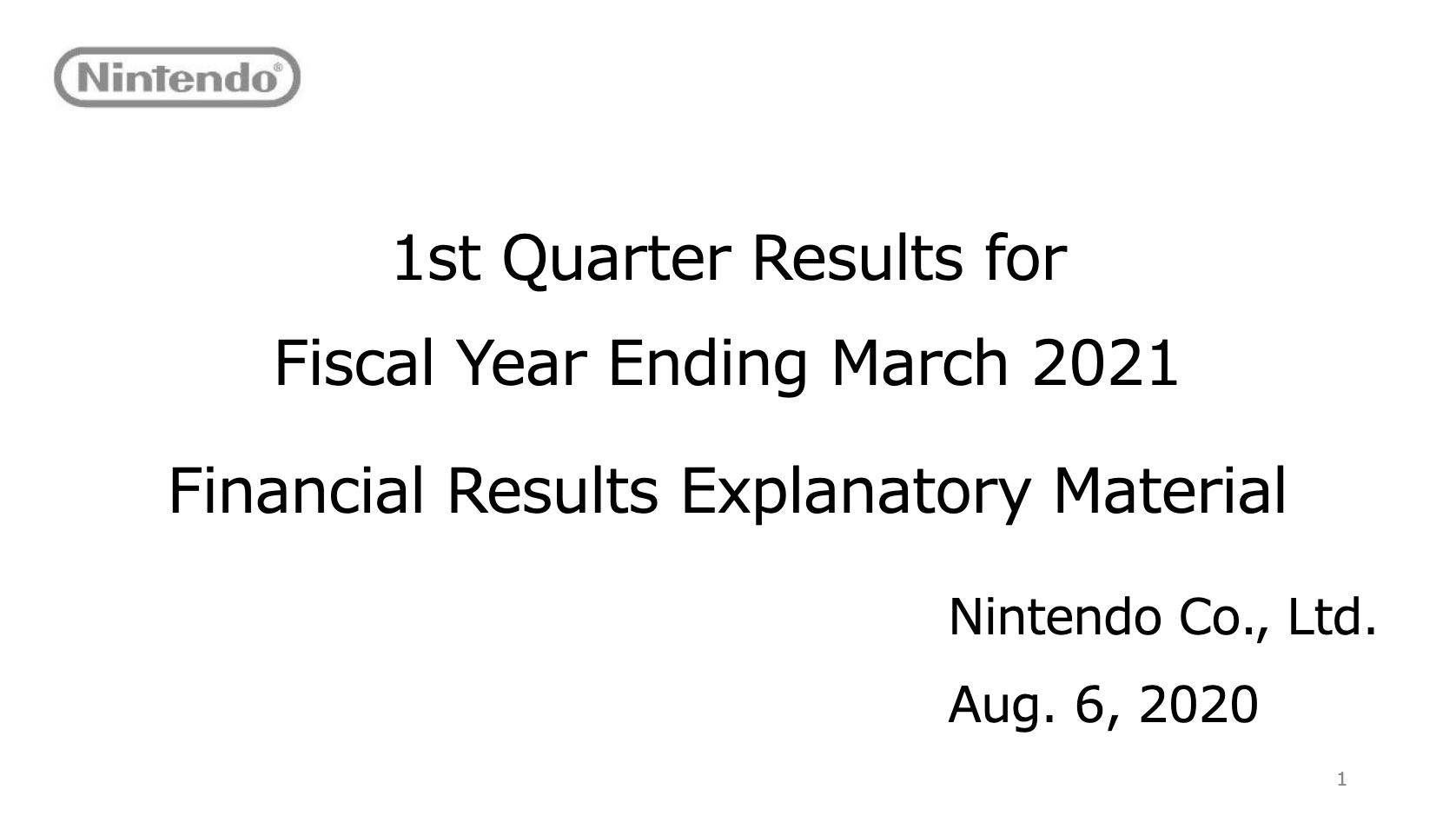 Nintendo Q1 FY3/2021