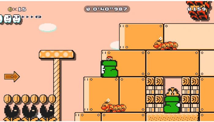 Check out “Big Shoes Gustin’ in the Desert,” a new Ninji Speedrun course in Super Mario Maker 2