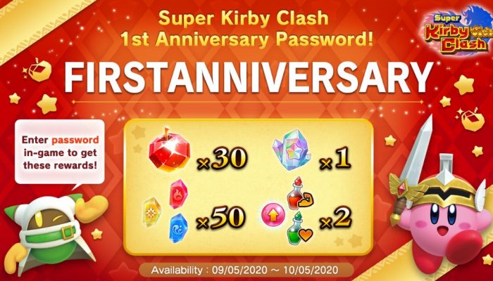 Here’s a password for in-game goodies to celebrate Super Kirby Clash’s first anniversary