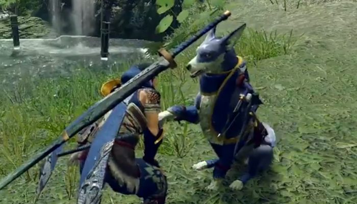 You can pet the dog in Monster Hunter Rise