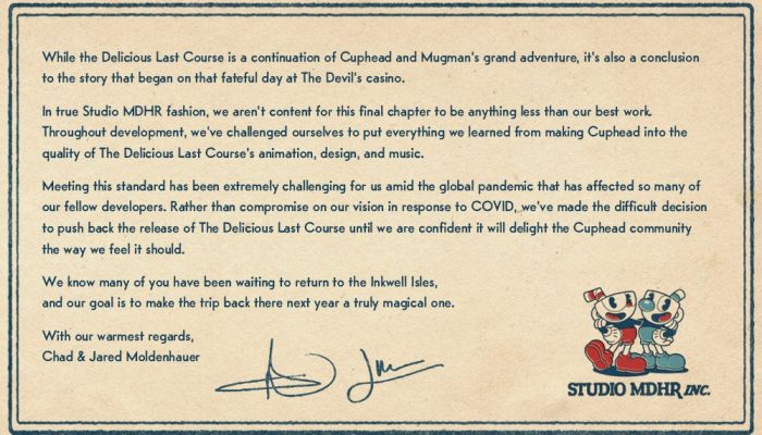 Cuphead The Delicious Last Course DLC delayed again